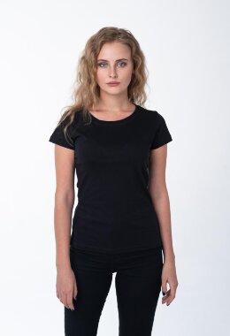 Чёрная женская футболка с лайкрой Чёрная женская футболка с лайкрой