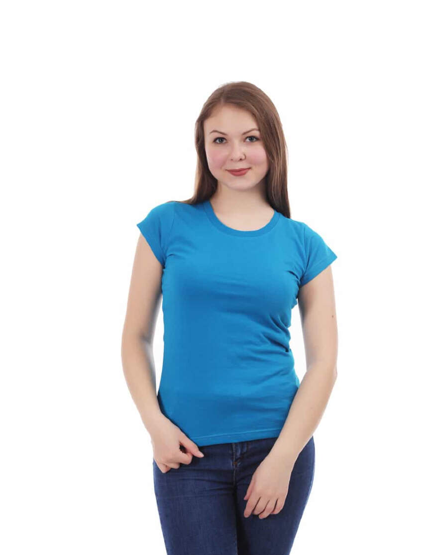 Бирюзовая женская футболка оптом